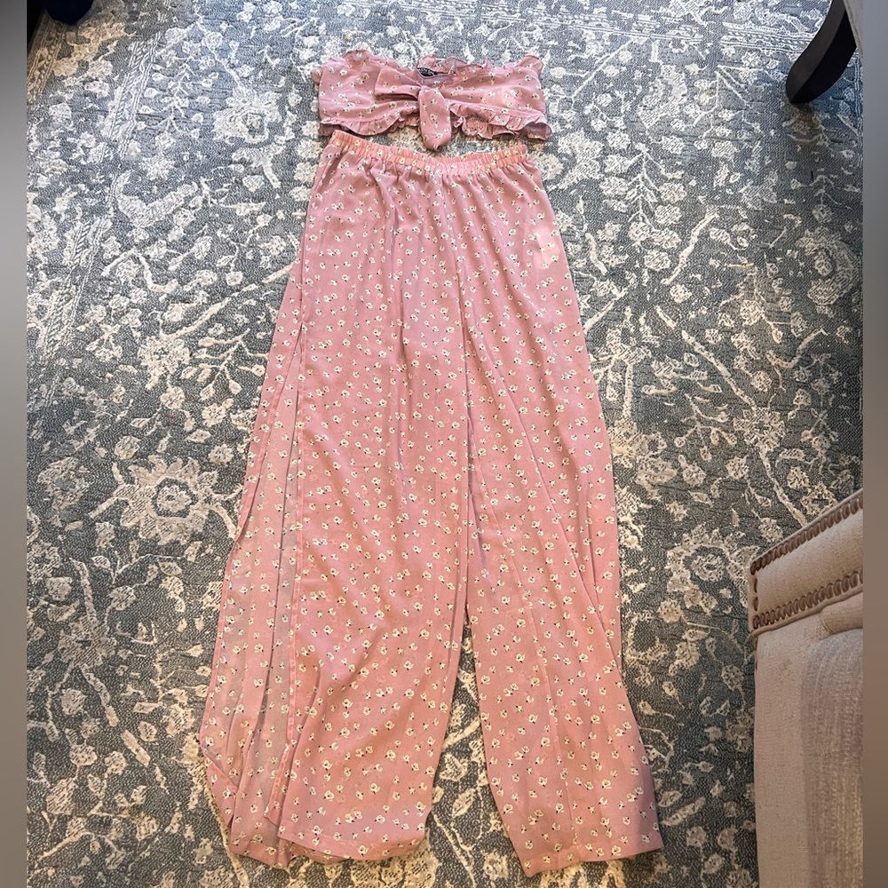 Nasty Gal two piece floral beach set size US 8